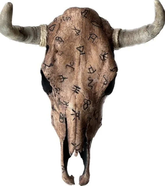 Billy | Oil on carved cow skull  | 20" x 20" x 8" | $950
