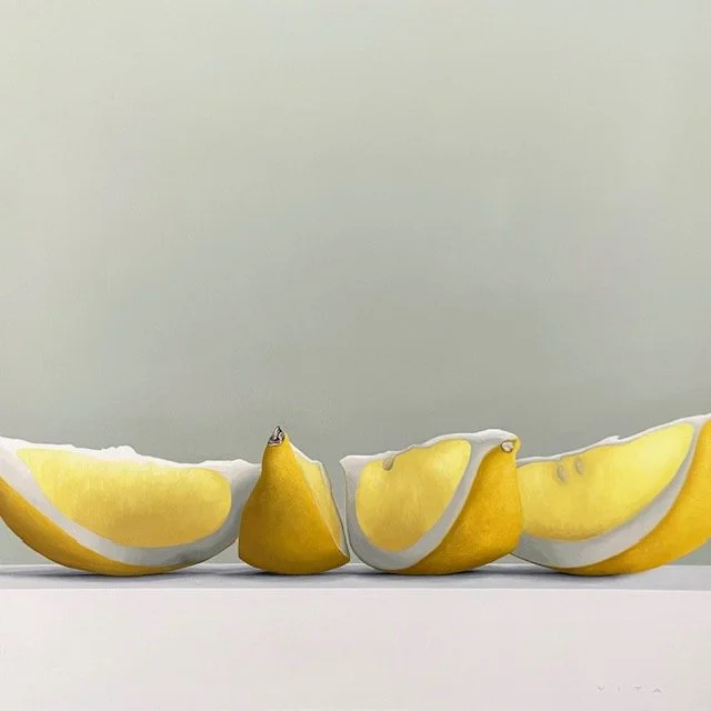 Sold- Lemon Wedges | Oil on Panel | 24”x24” | $2400