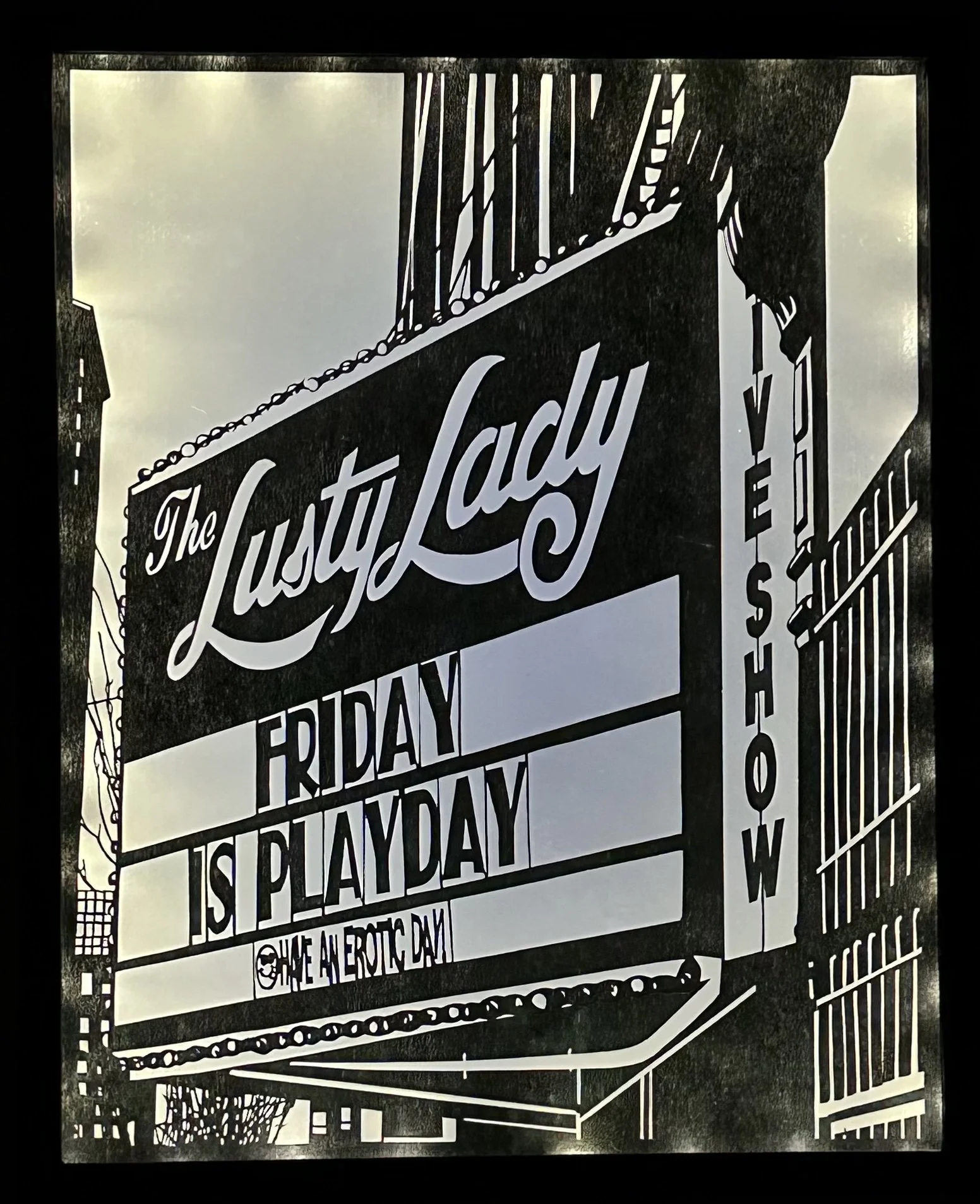 Friday is Play Day | Paper Cut in custom Illuminated Frame | 21" x 17" | $975