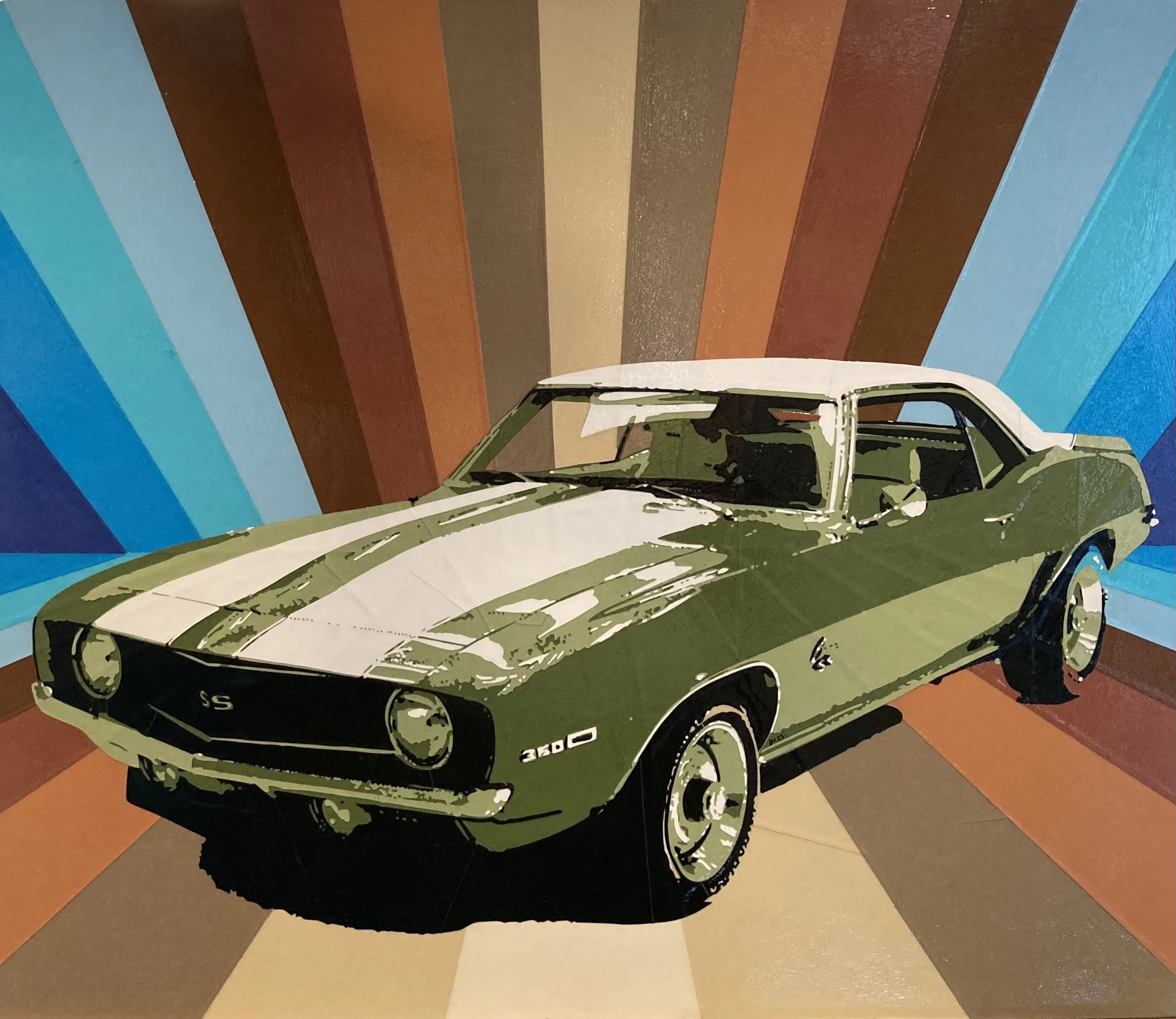Camaro | Paper Cut Collage | 26" x 30" | $1950