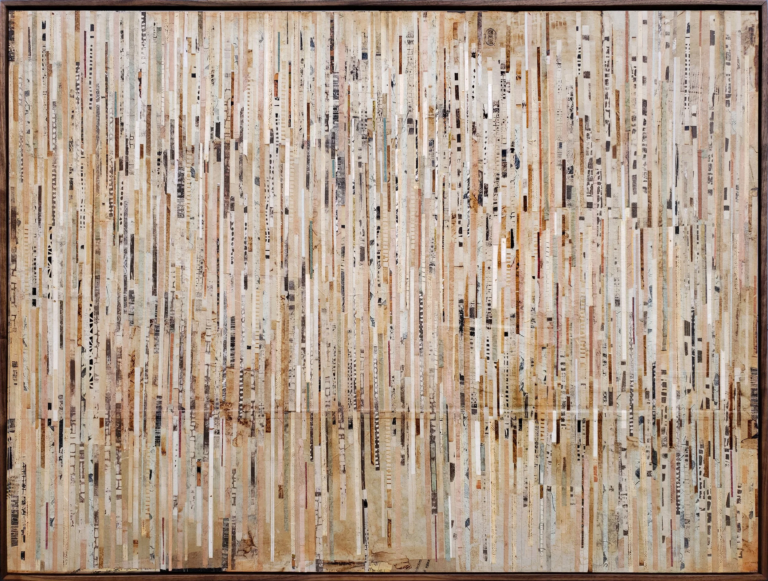 Eternal Vitality I | Rice paper cold wax mixed media in custom walnut frame  | 36" x 48" | $3,850