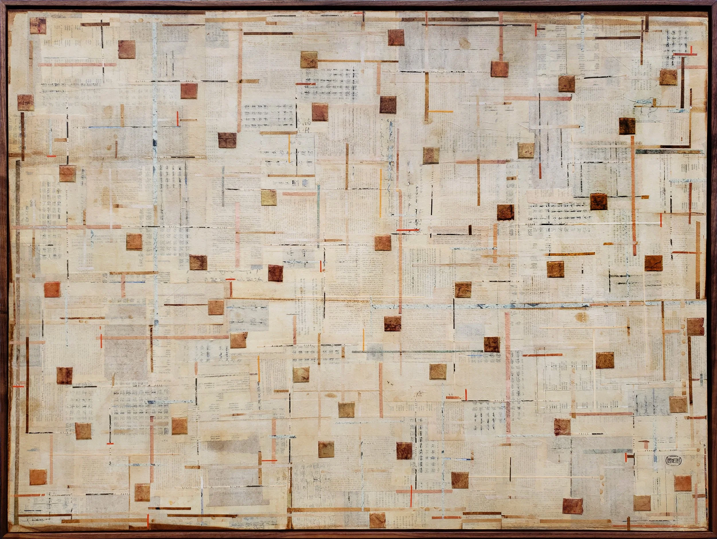 Eternal Vitality III | Rice paper cold wax mixed media in custom walnut frame | 36" x 48"  | $3,850