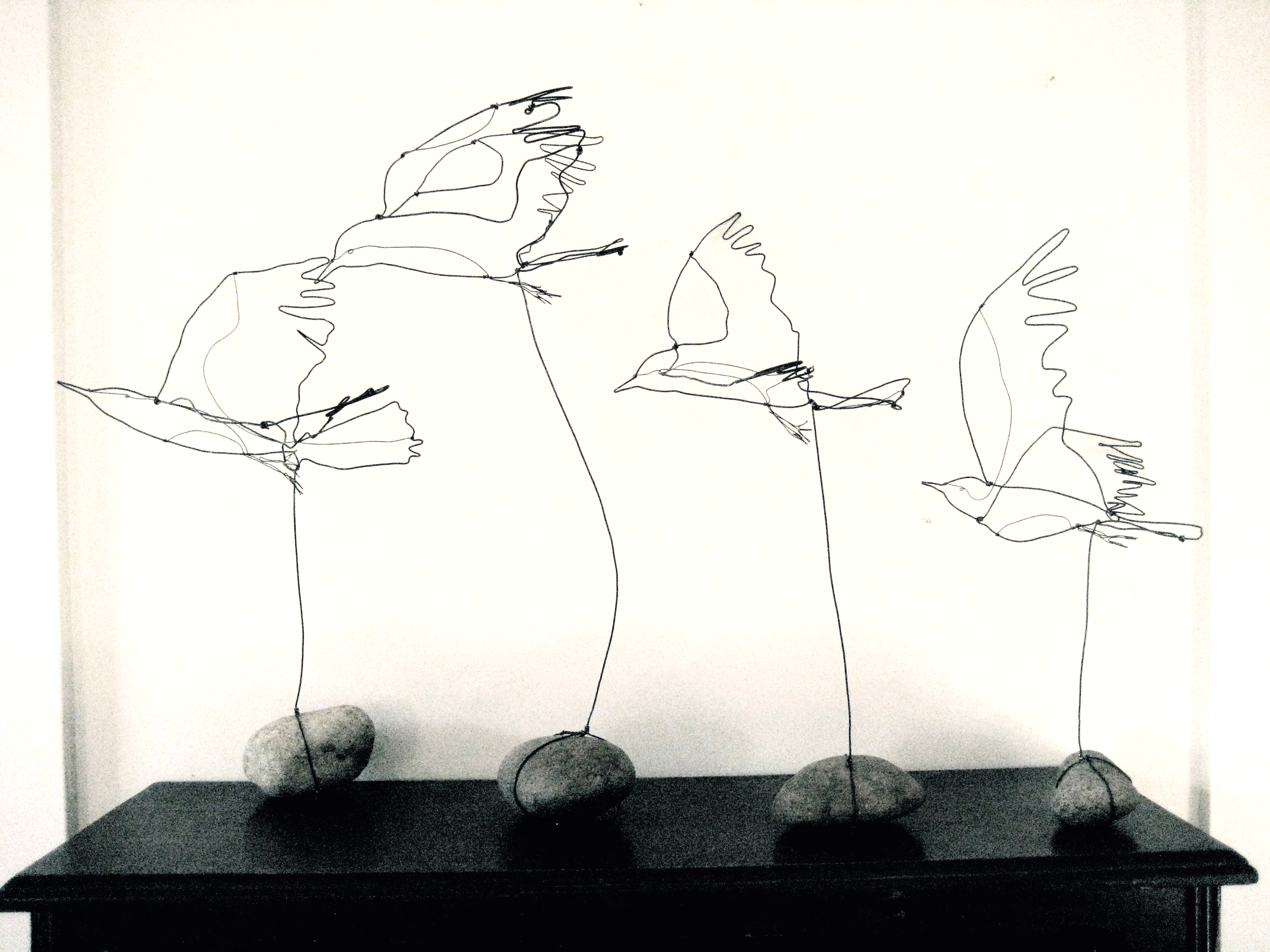 Bird On A Rock | Wire and Stone | 18-24" x 12" | $180
