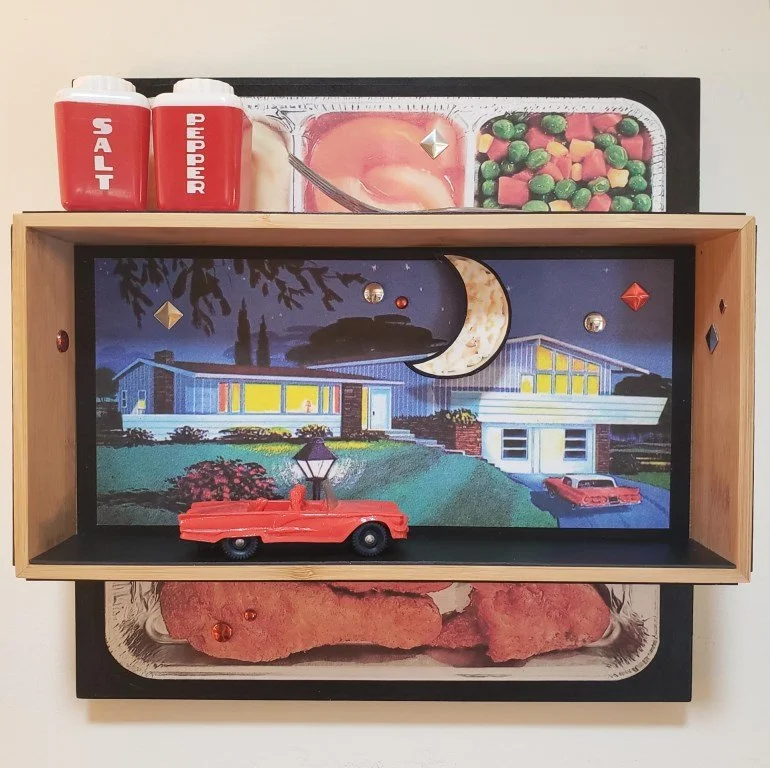 Home for Dinner | Mixed Media Assemblage  |  12" X 12"  |  $325
