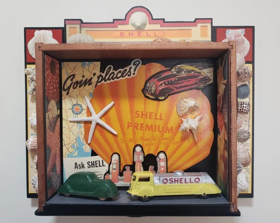 Shell Station | Mixed Media Assemblage | 16" X 13"  |  $350