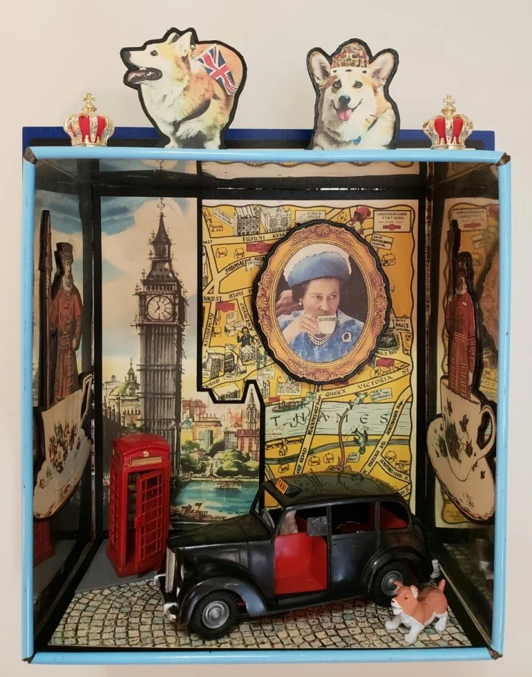 Where To, Guv'nor?  | Mixed Media Assemblage  |  12" X 12"  |  $325