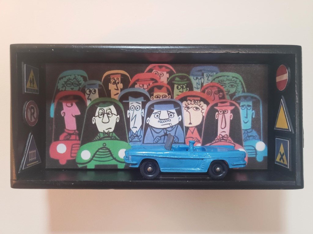 Rush Hour |  Mixed Media Assemblage | 8.5" X 4" | $120