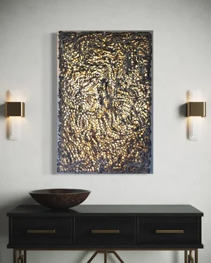 Prosperity II in Black and Gold | Upcycled Papers, Paint and Epoxy