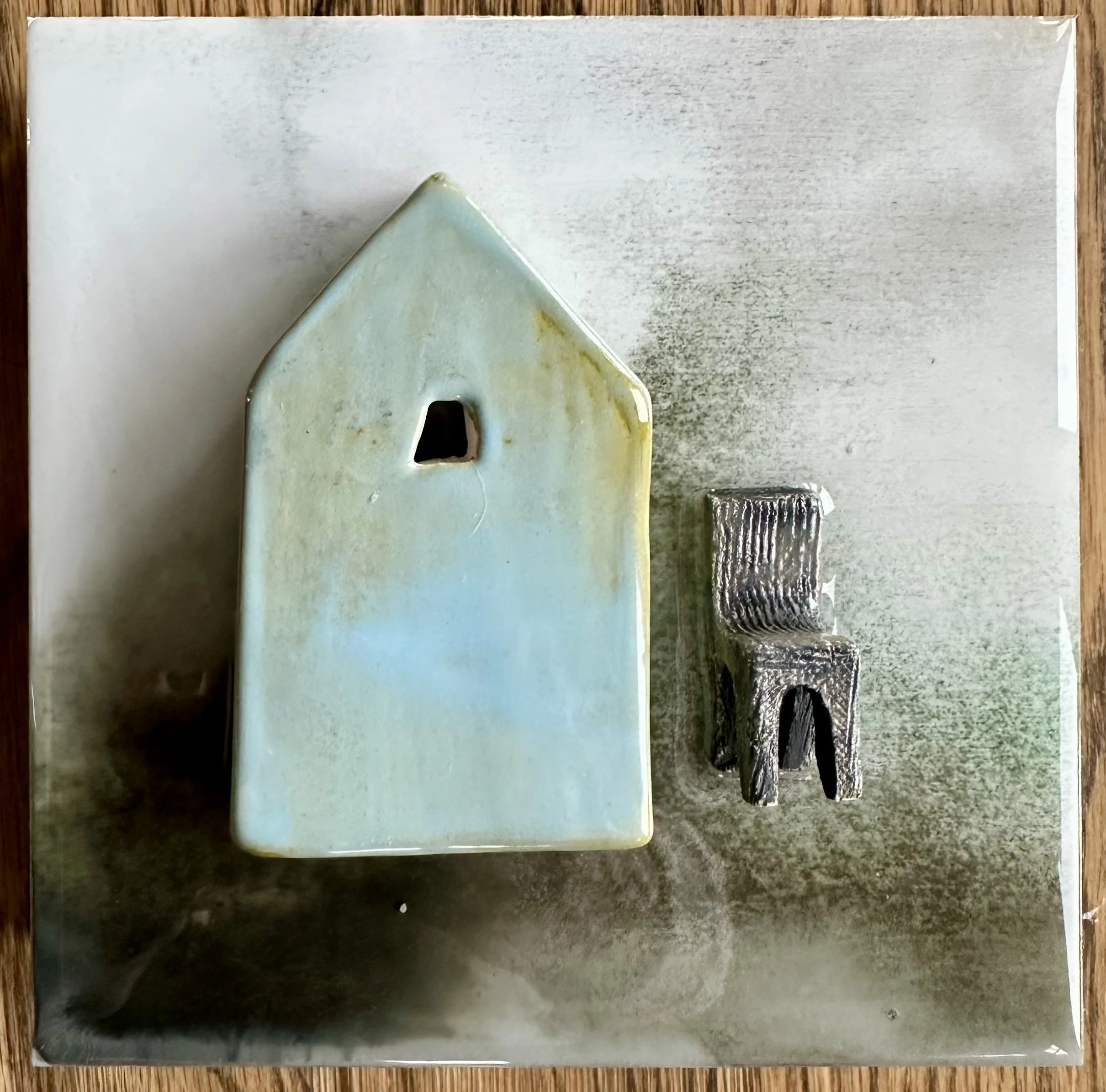 Community 3 Ceramic, Stain, Glaze, Acrylic Paint and Epoxy Resin on