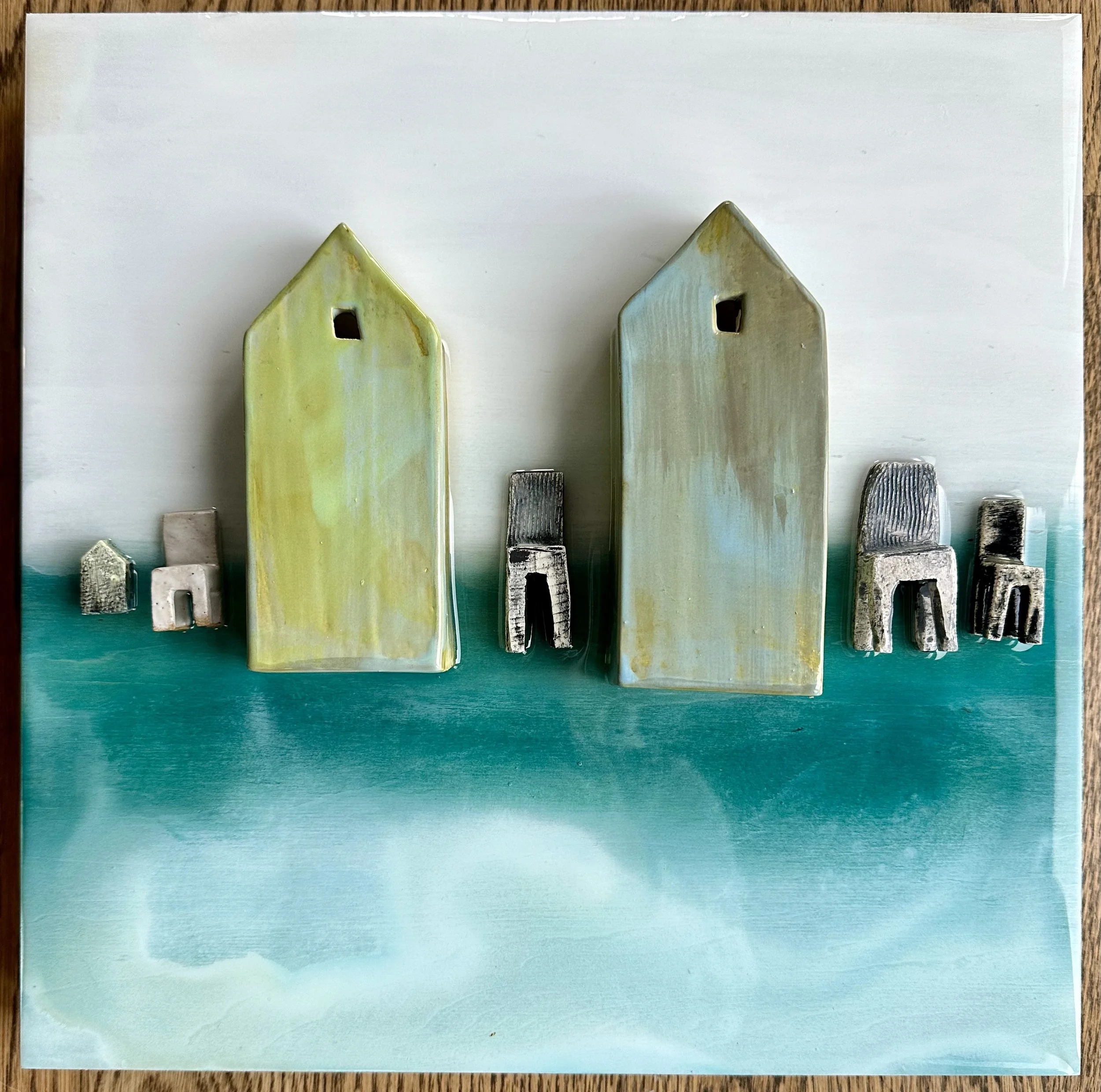 Inside Outside Ceramic, Stain, Glaze, Acrylic Paint and Epoxy Resin