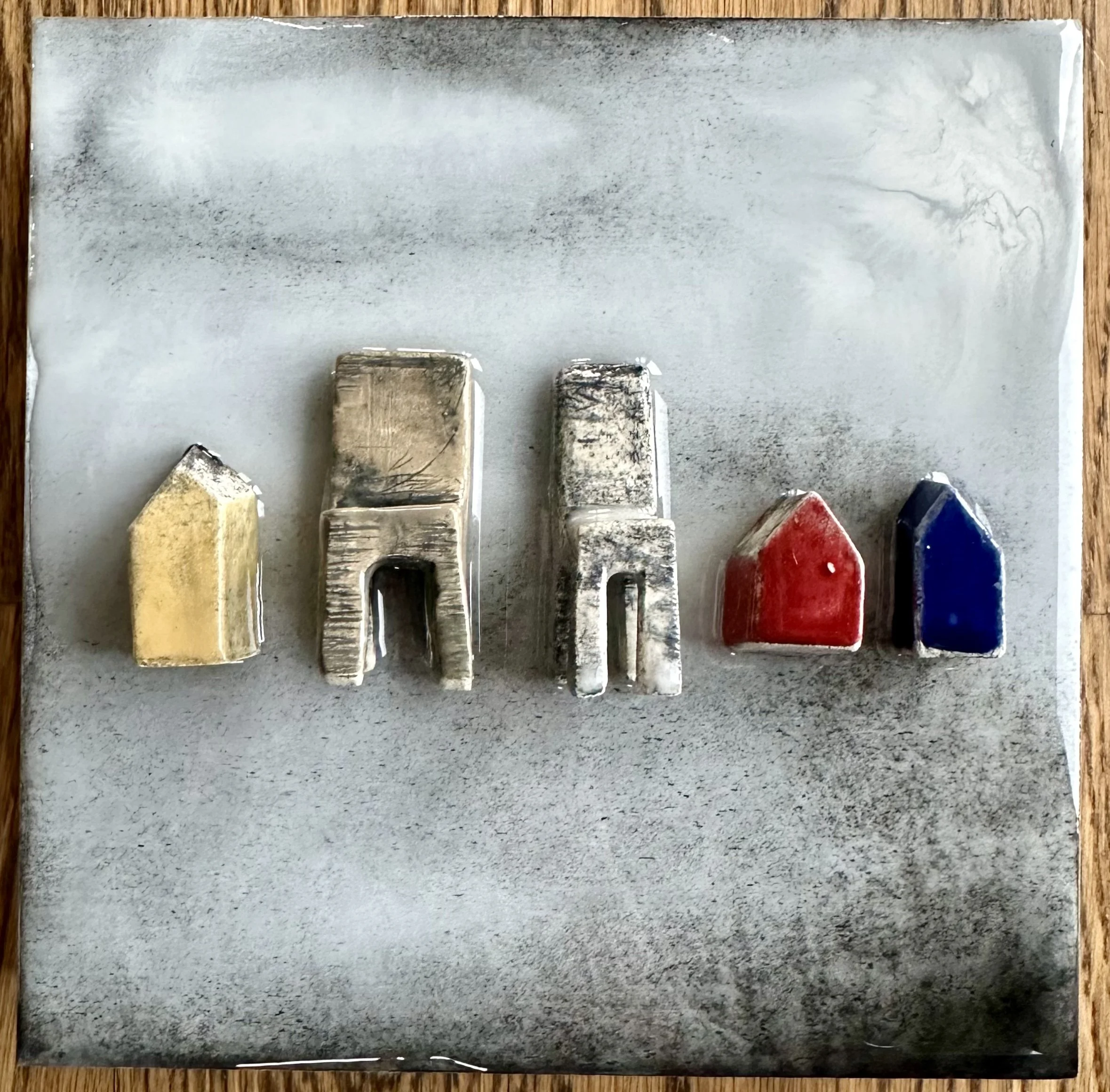 Community 1 Ceramic, Stain, Glaze, Acrylic Paint and Epoxy Resin on