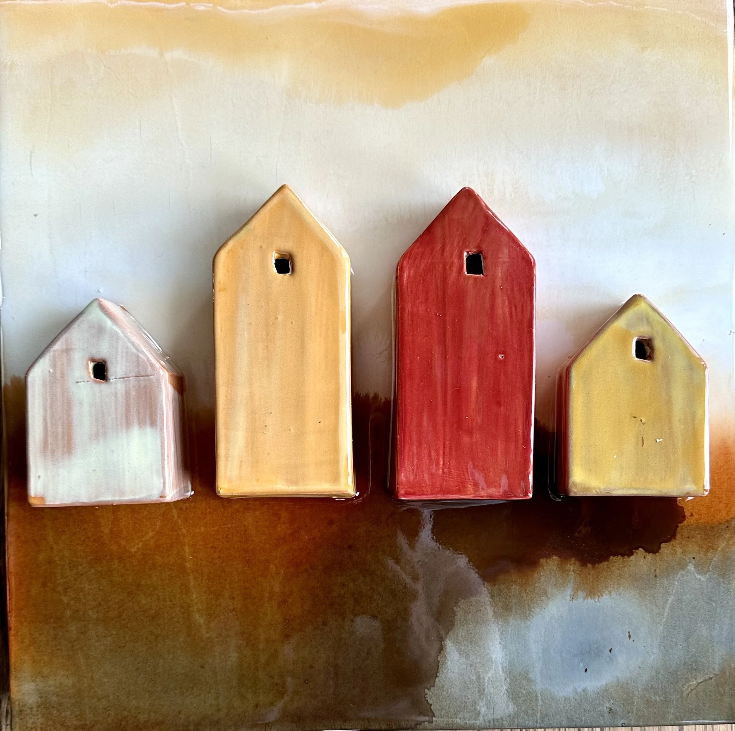 Warm Village Ceramic, Stain, Glaze, Acrylic Paint and Epoxy Resin on