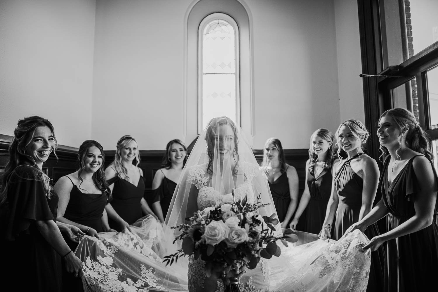 Bride with bridesmaid at New Hampshire Wedding