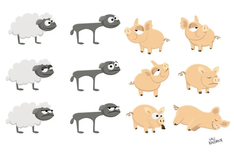 FARM GAME CHARACTERS.&nbsp;Client: WEDGEKASE GAMES.Vector.2010.