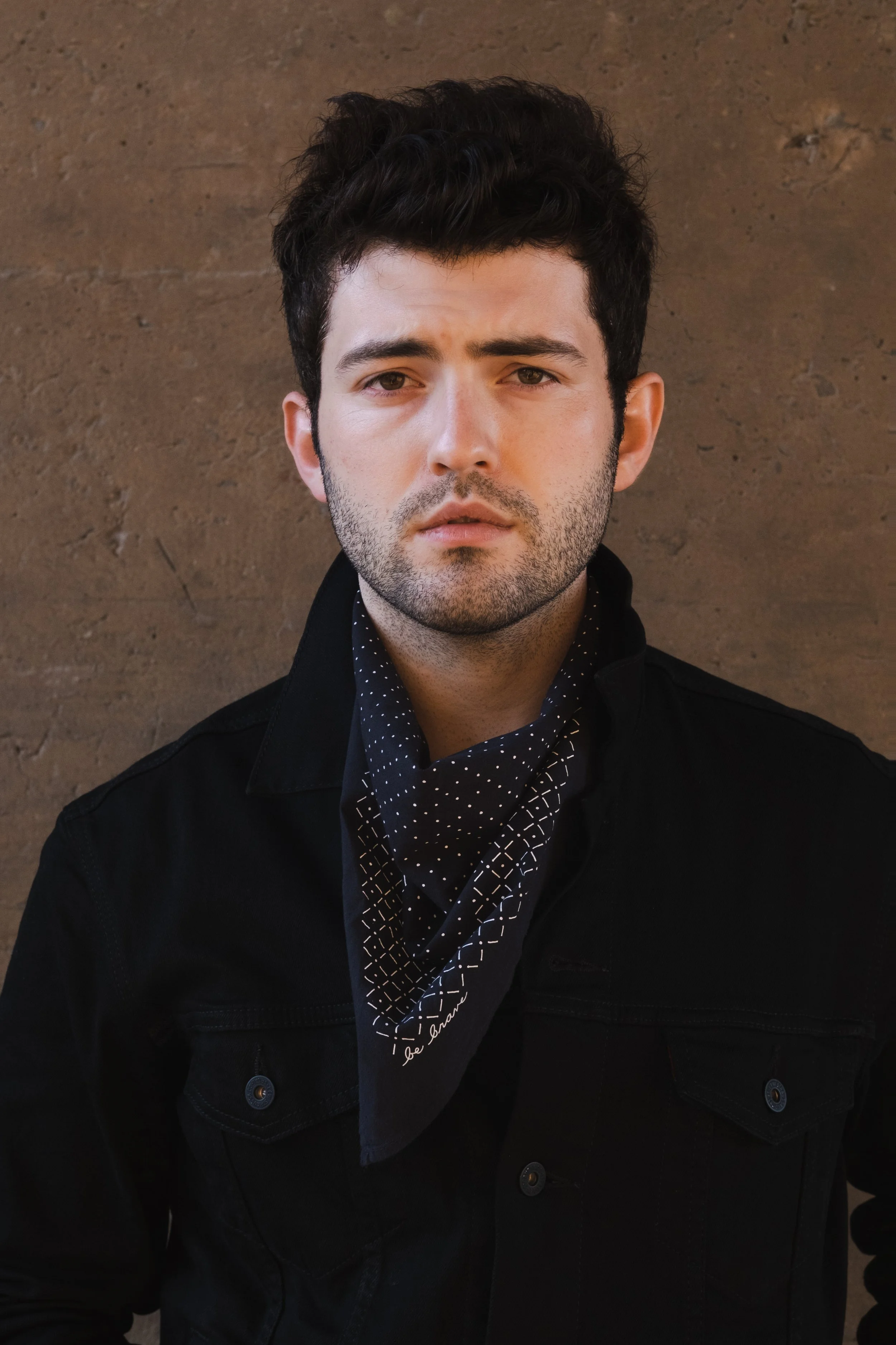Ian Michael Nelson in Jenni Earle bandana 'Be Brave'