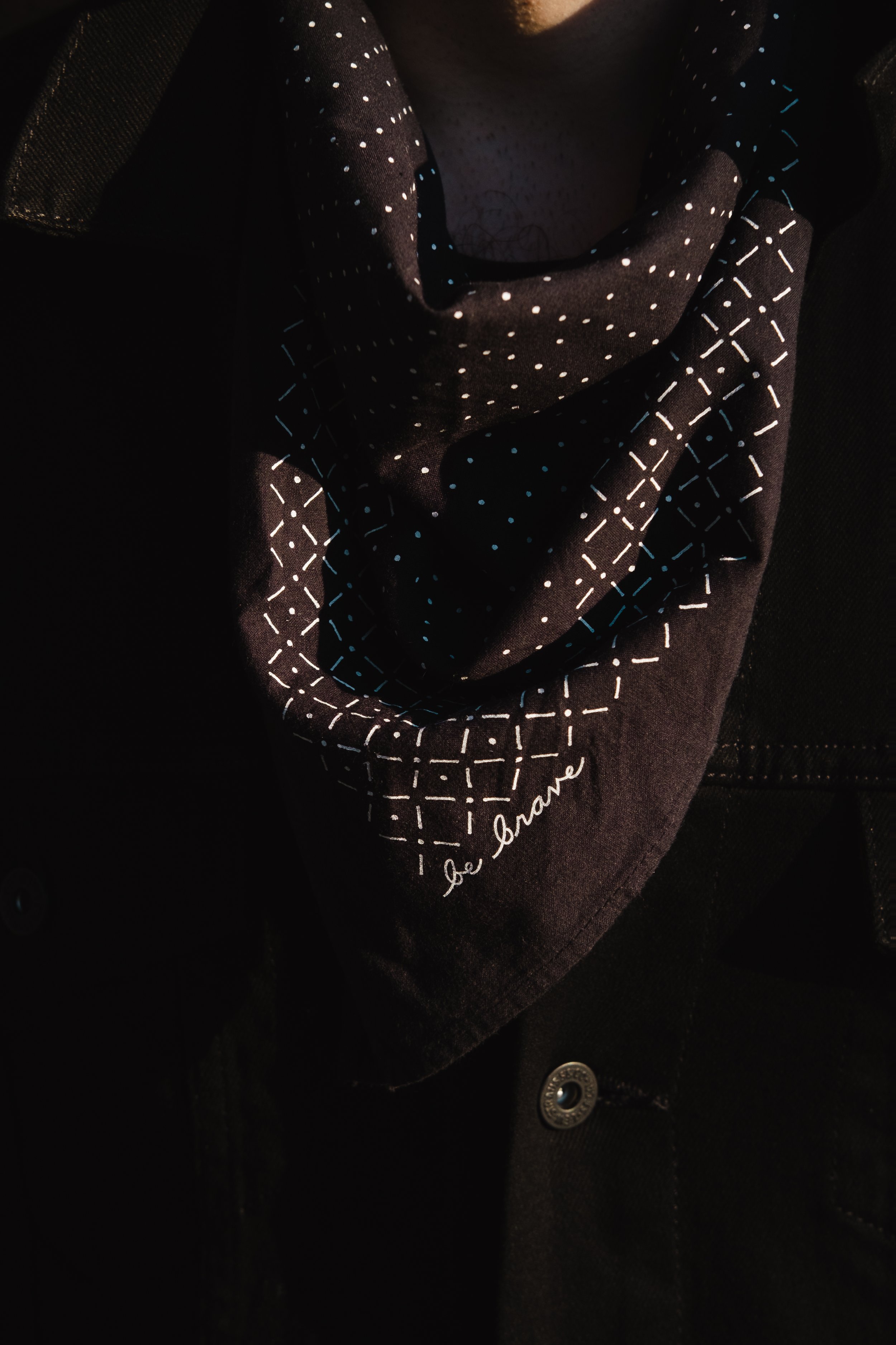Ian Michael Nelson in Jenni Earle bandana 'Be Brave'