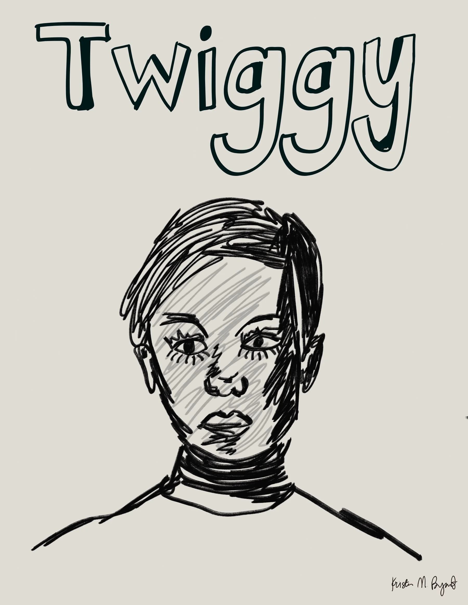 Twiggy Illustrated Poster