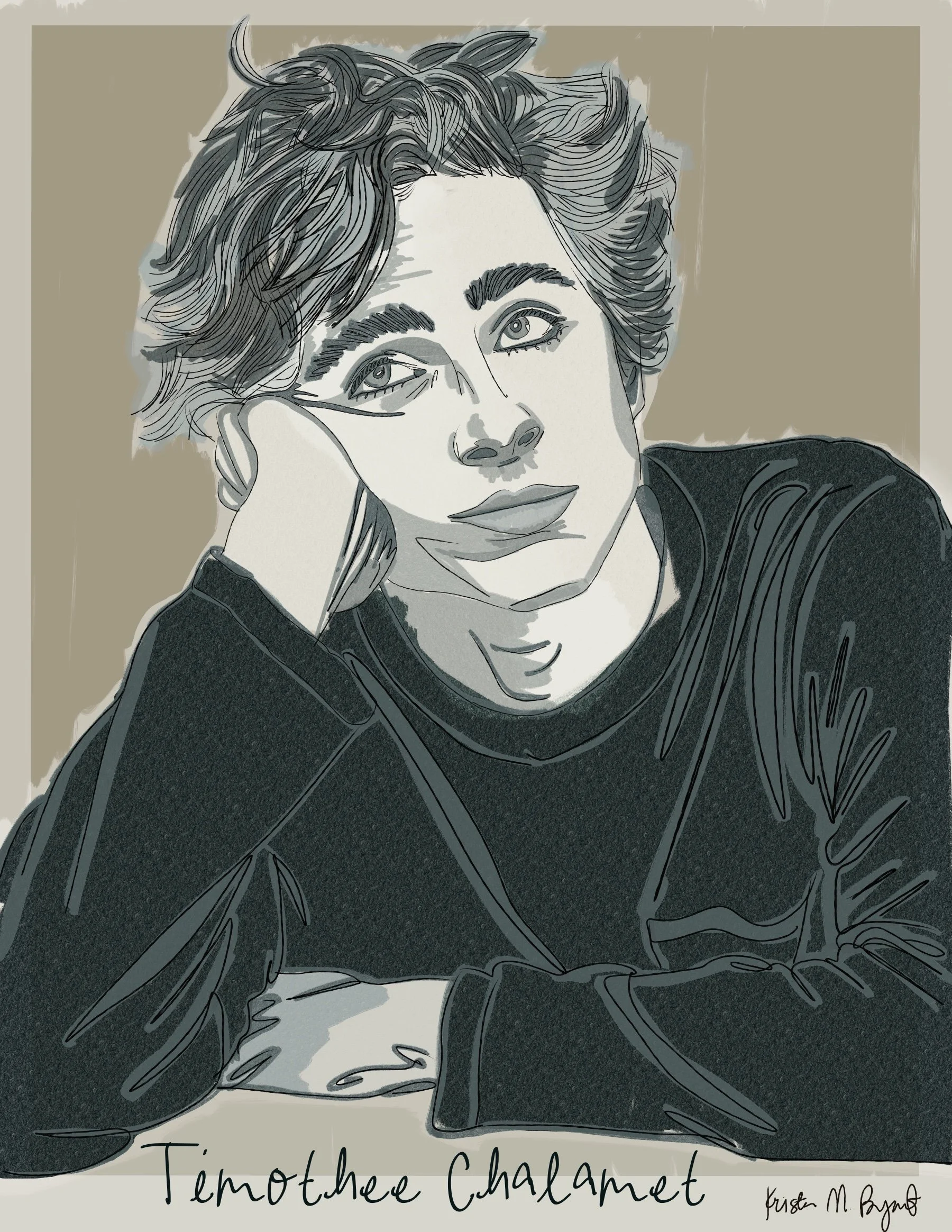 Illustrated Poster of Timothée Chalamet