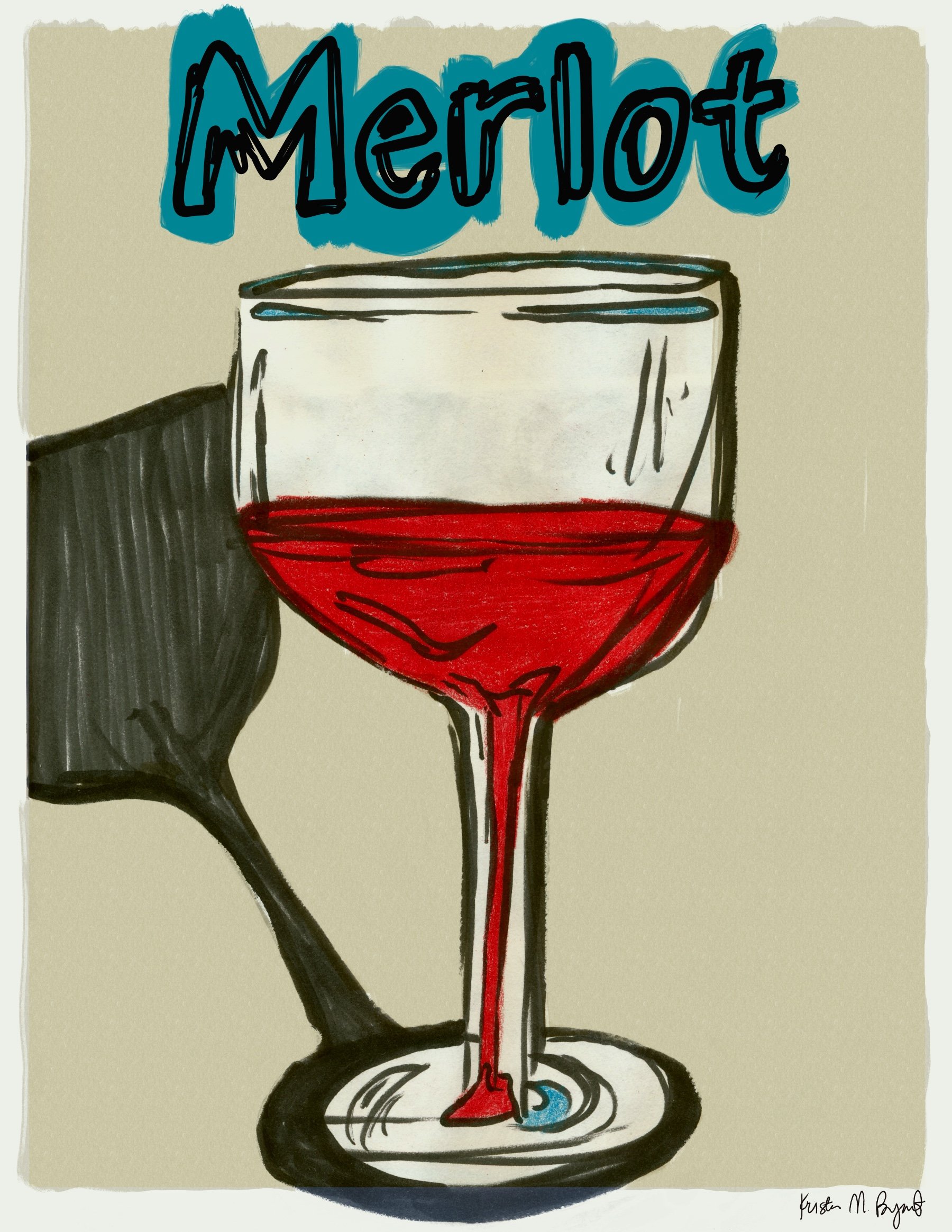 Merlot Illustrated Poster