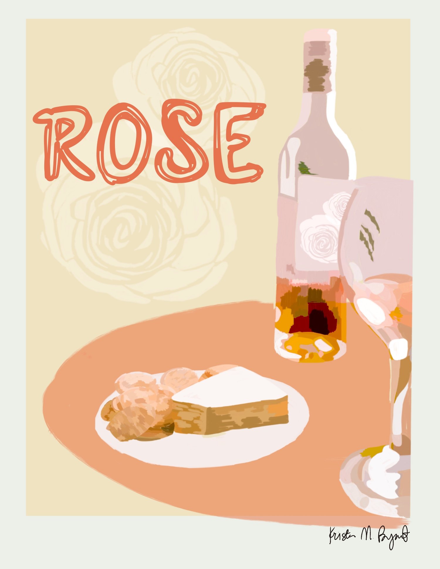 Rosé Illustrated Poster