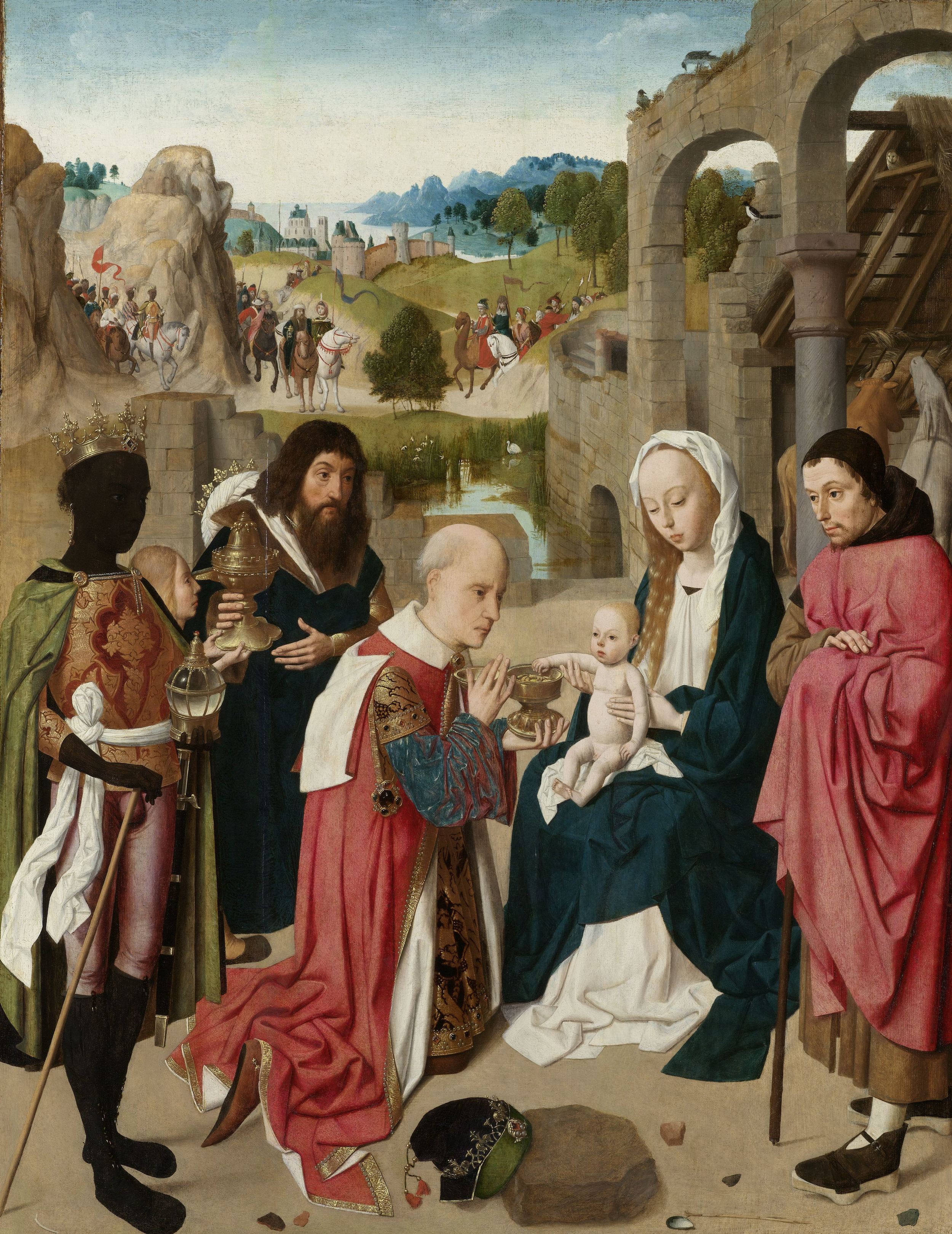 The Adoration of the Magi , Geertgen tot Sint Jans, c. 1480-c. 1485 (Image Courtesy of The Rijks Museum ) I love this painting's content: new motherhood amidst a shifting and crumbling landscape. 