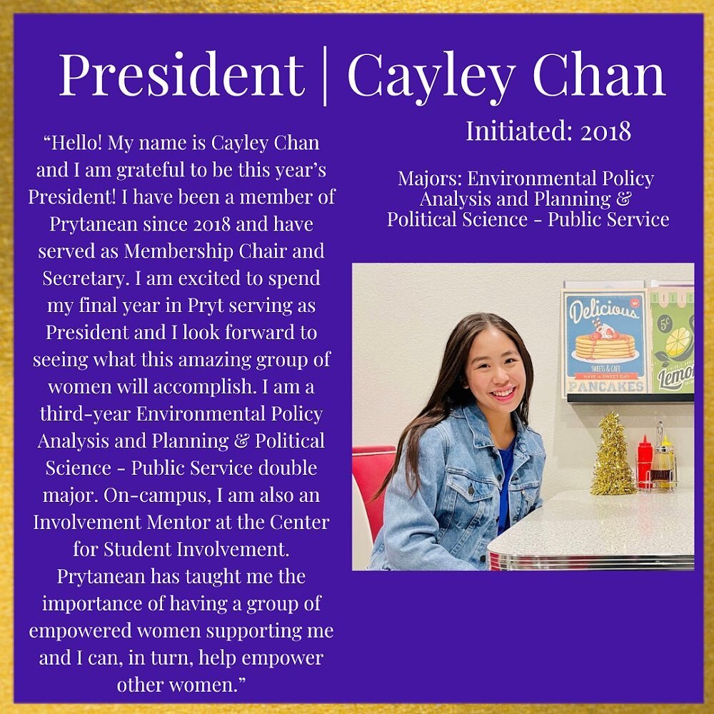 Introducing Prytanean's 2021-2022 Officer Board! 💜🤍
--
We are so proud of these womxn and can't wait to see what this upcoming year has to offer under this board's leadership! #prytpride