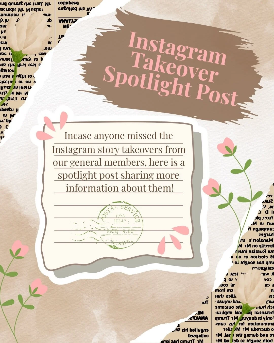 Incase anyone missed the Instagram story takeovers from our general members, here is a spotlight post sharing more information about them!