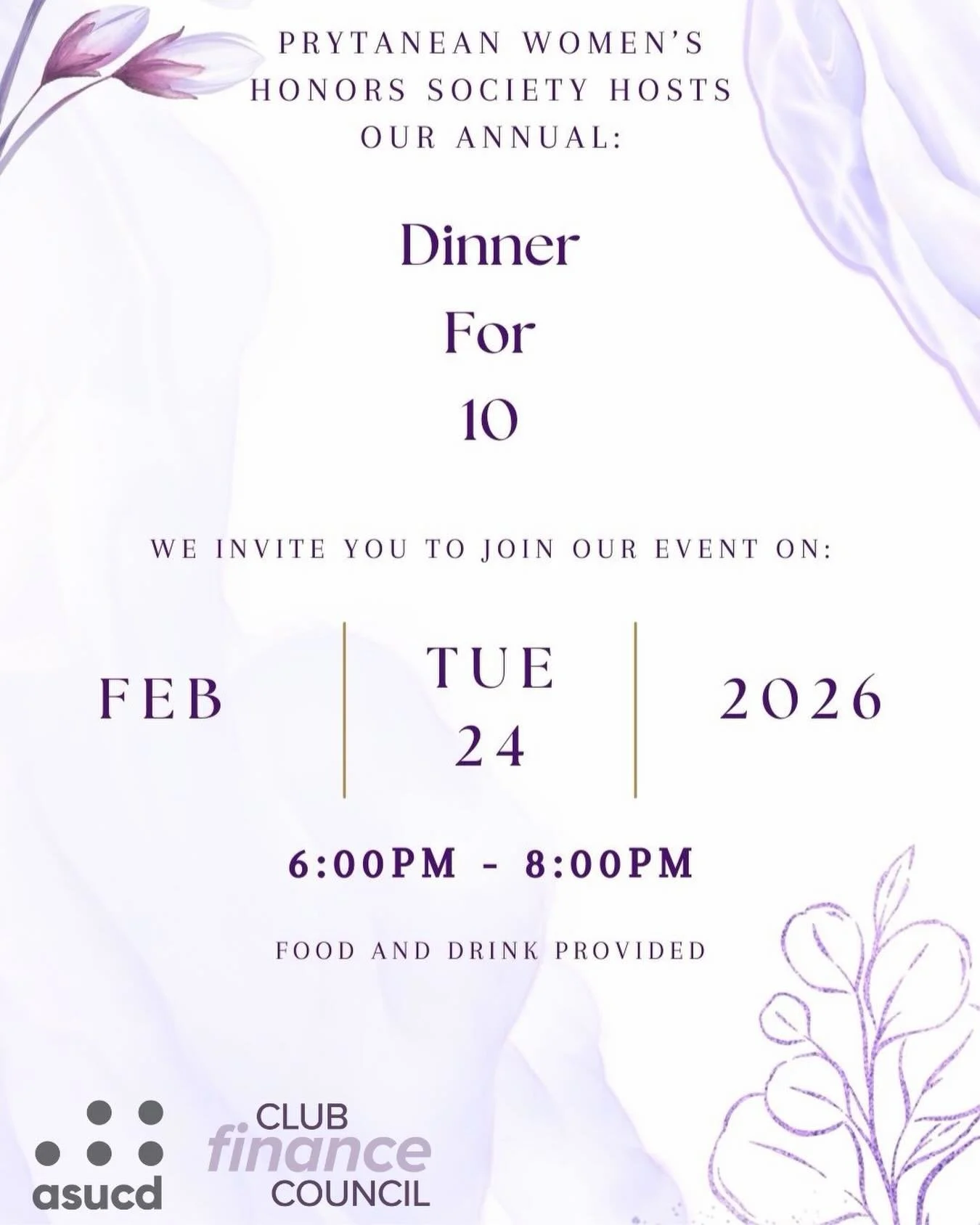Dinner for 10 is coming up!! ASUCD and CFC provided funding for us to organize this event 💟