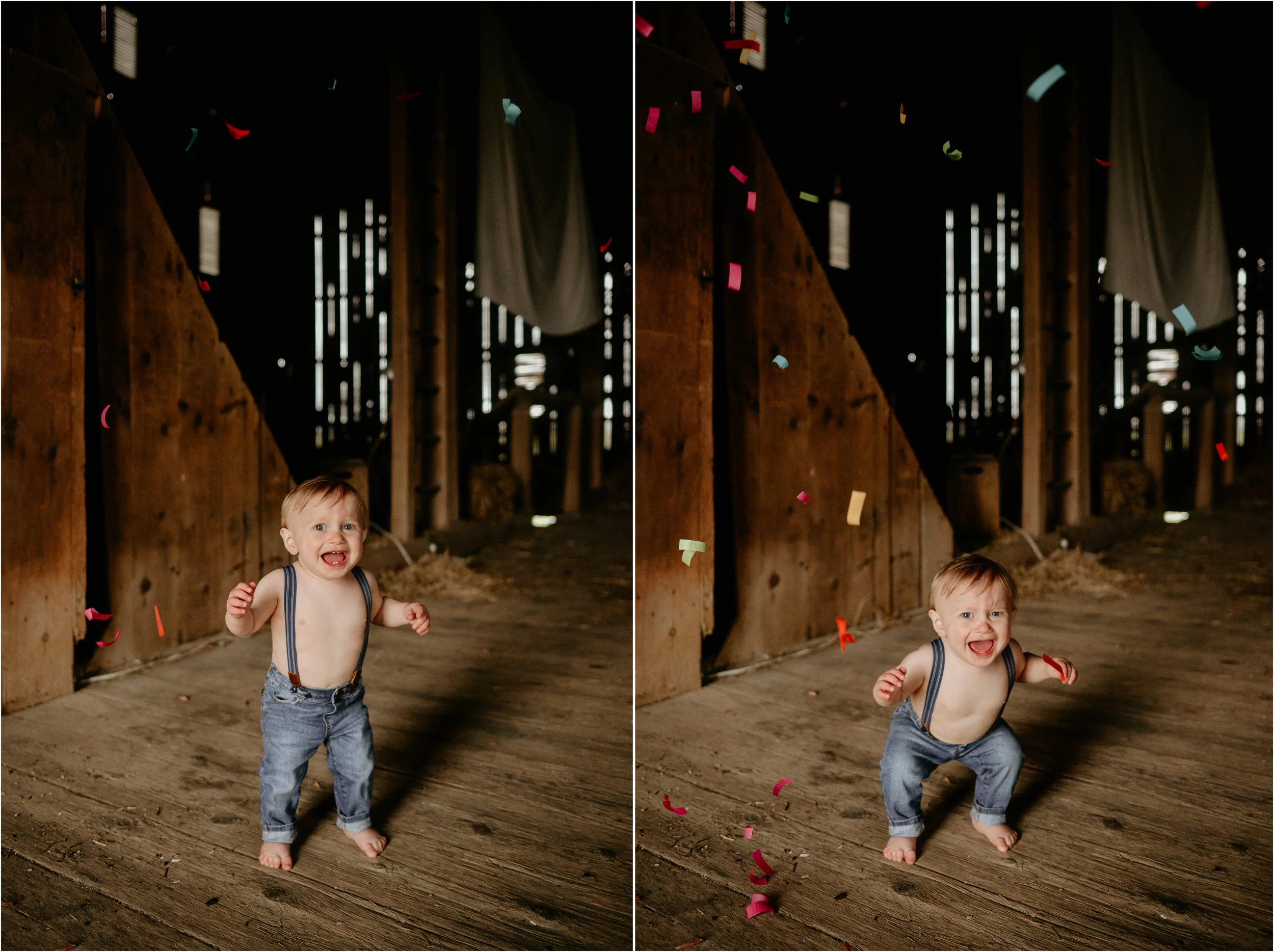 I totally shouldn't laugh at this but LOL! When Maranda brought this HUGE confetti popper I was pumped! I was for sure it would be so much fun for Griffin BUT it didn't go as planned at first LOL! We shot the popper and the sound was so loud it freaked Griffin out and caused him to cry and run away from us lol. Then to find out the label said "Don't shoot at humans"... at this point Maranda and I were dying laughing... poor Griffin. Don't worry though, as you can tell in the photos below he actually ended up loving the confetti! 