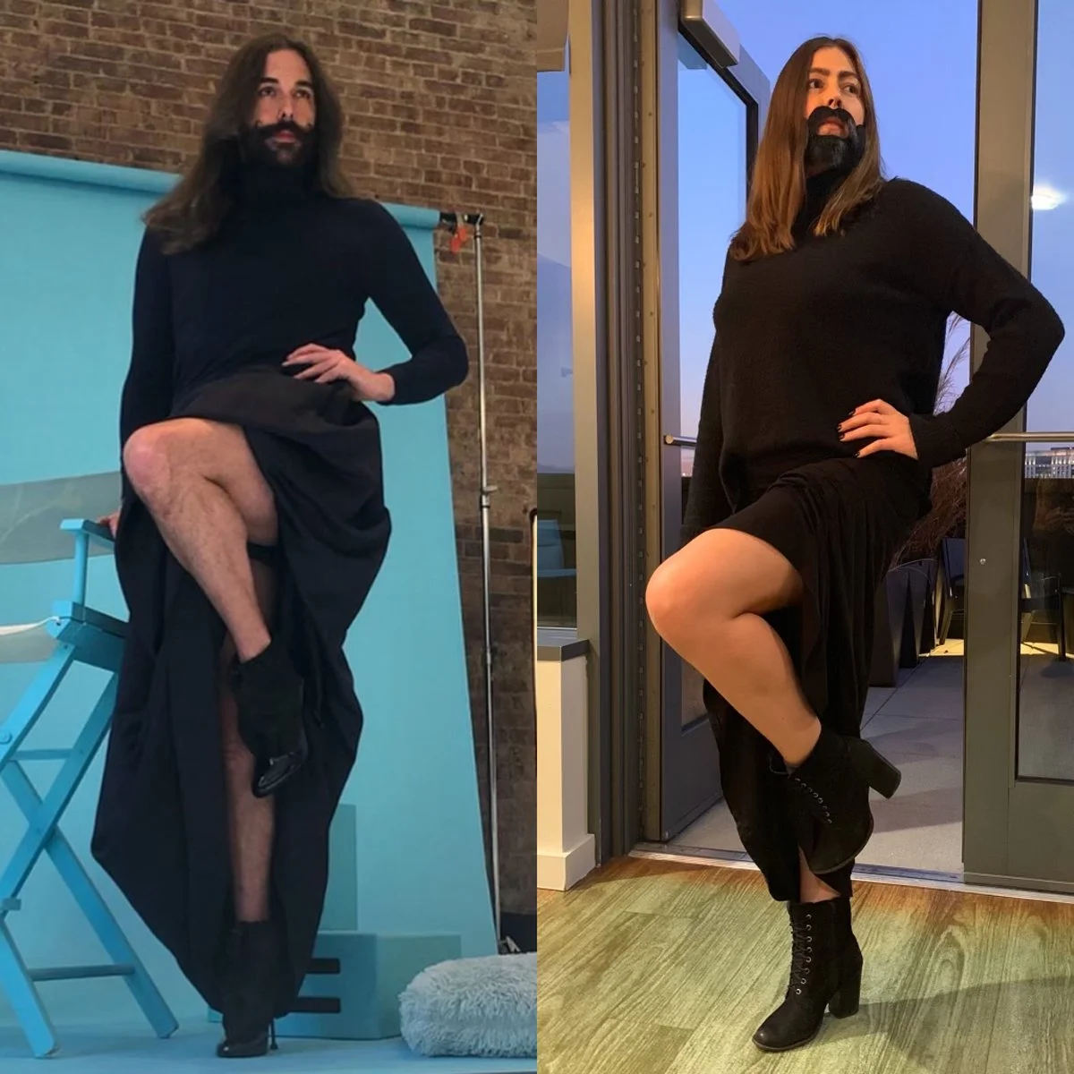 Seattle Dating Coach Natalie Post in Downtown Seattle for Halloween as Jonathan Van Ness