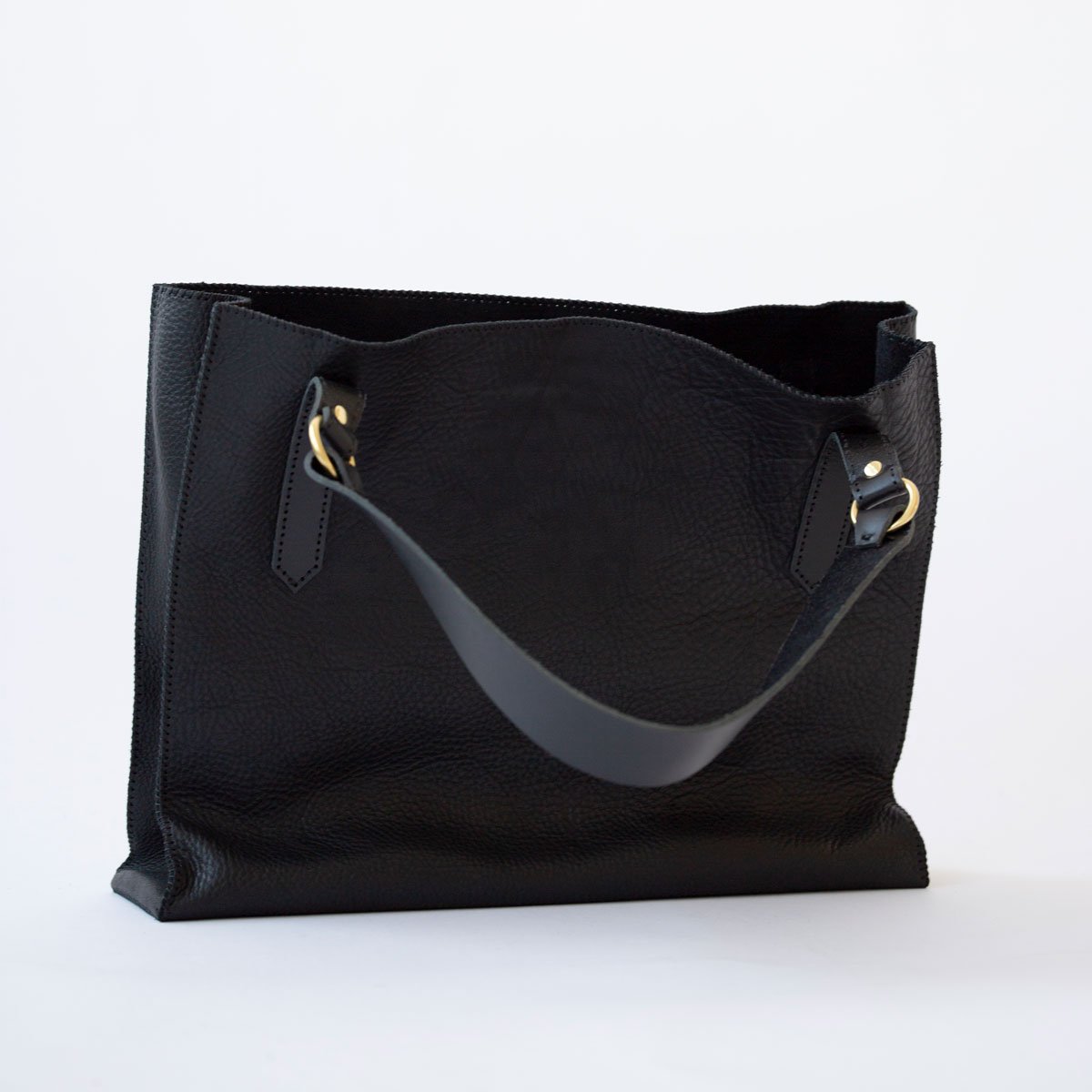 Designer black leather tote — Jytte Designs