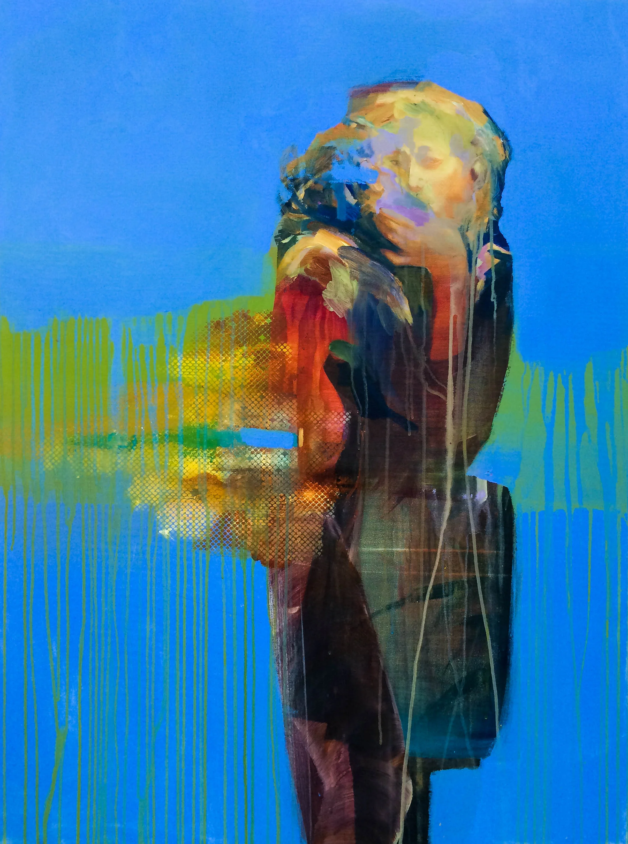 Blue Crush / Yellow Fever awake 48"x36" Acrylic on canvas