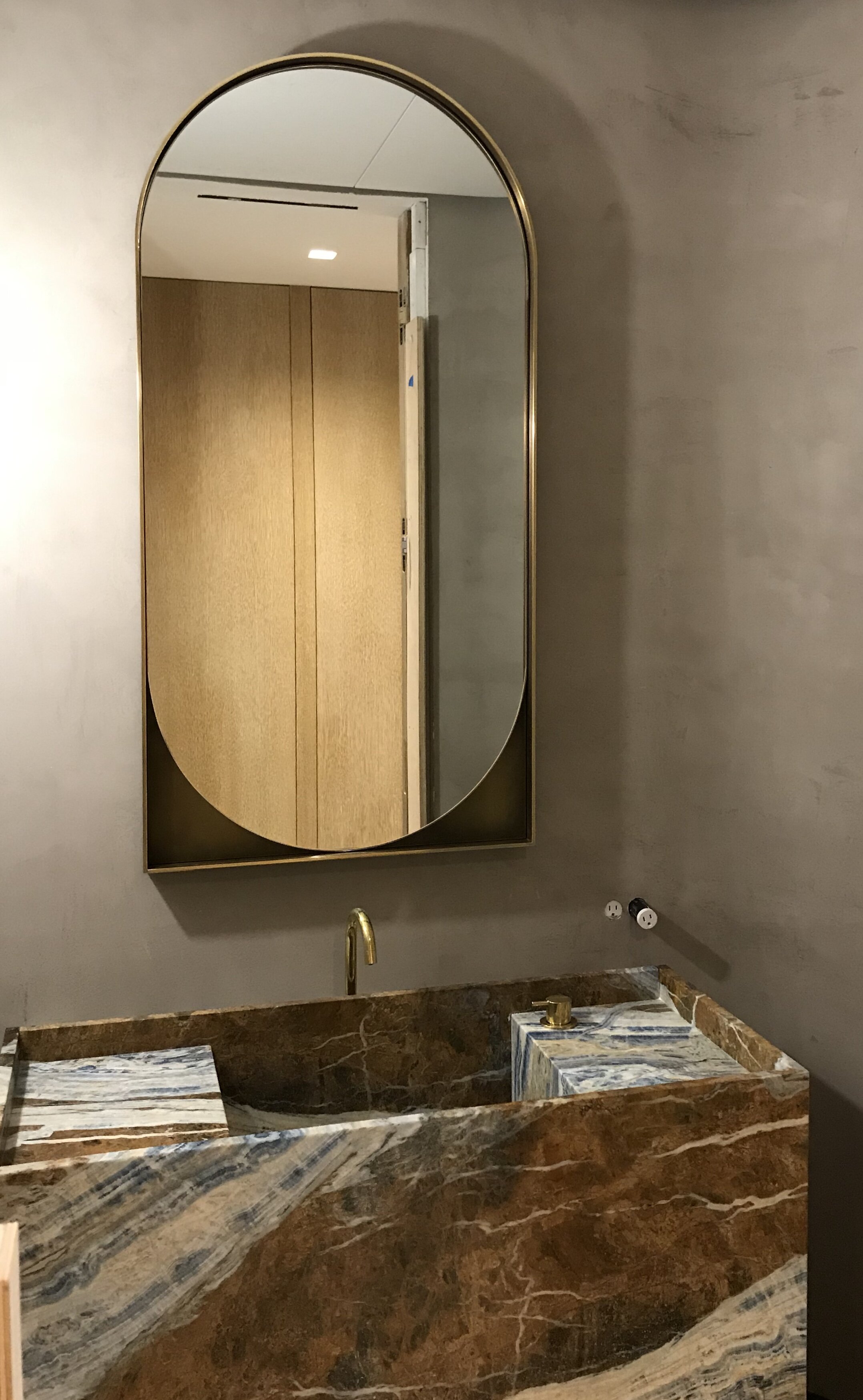  Bronze patinated mirror fabricated for Kin and Company, designed by  Michael Chen  