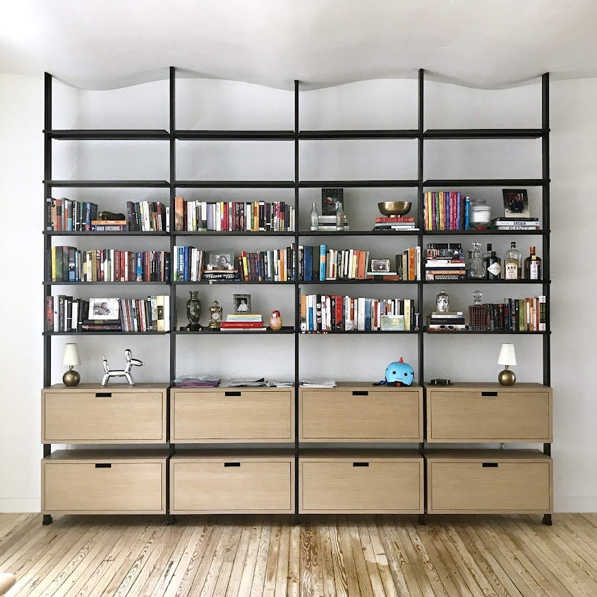  Blacken.ed steel bookshelf for Kin and Company 