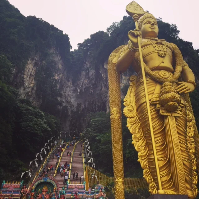 The statue of Murugan at the Batu Caves, the tallest Murugan statue of the world.