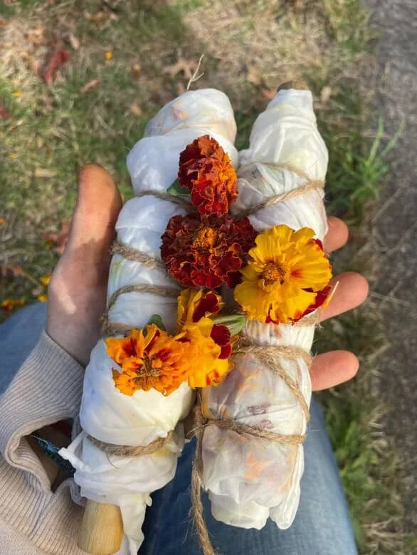 Samhain dye bath: Honoring the shift into slow with marigolds and black walnuts