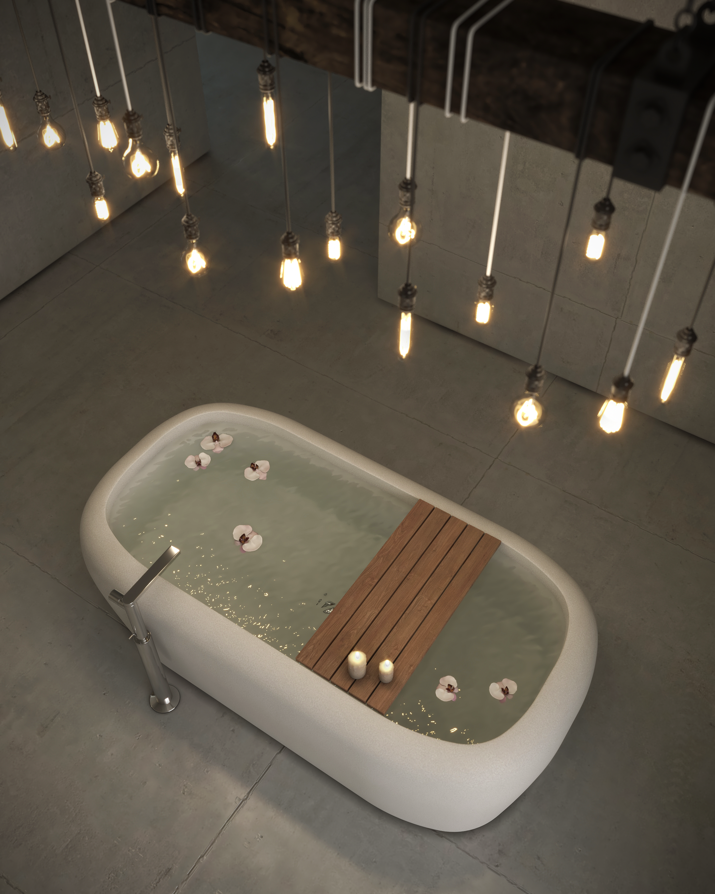 Concept bathroom to showcase bathtub product