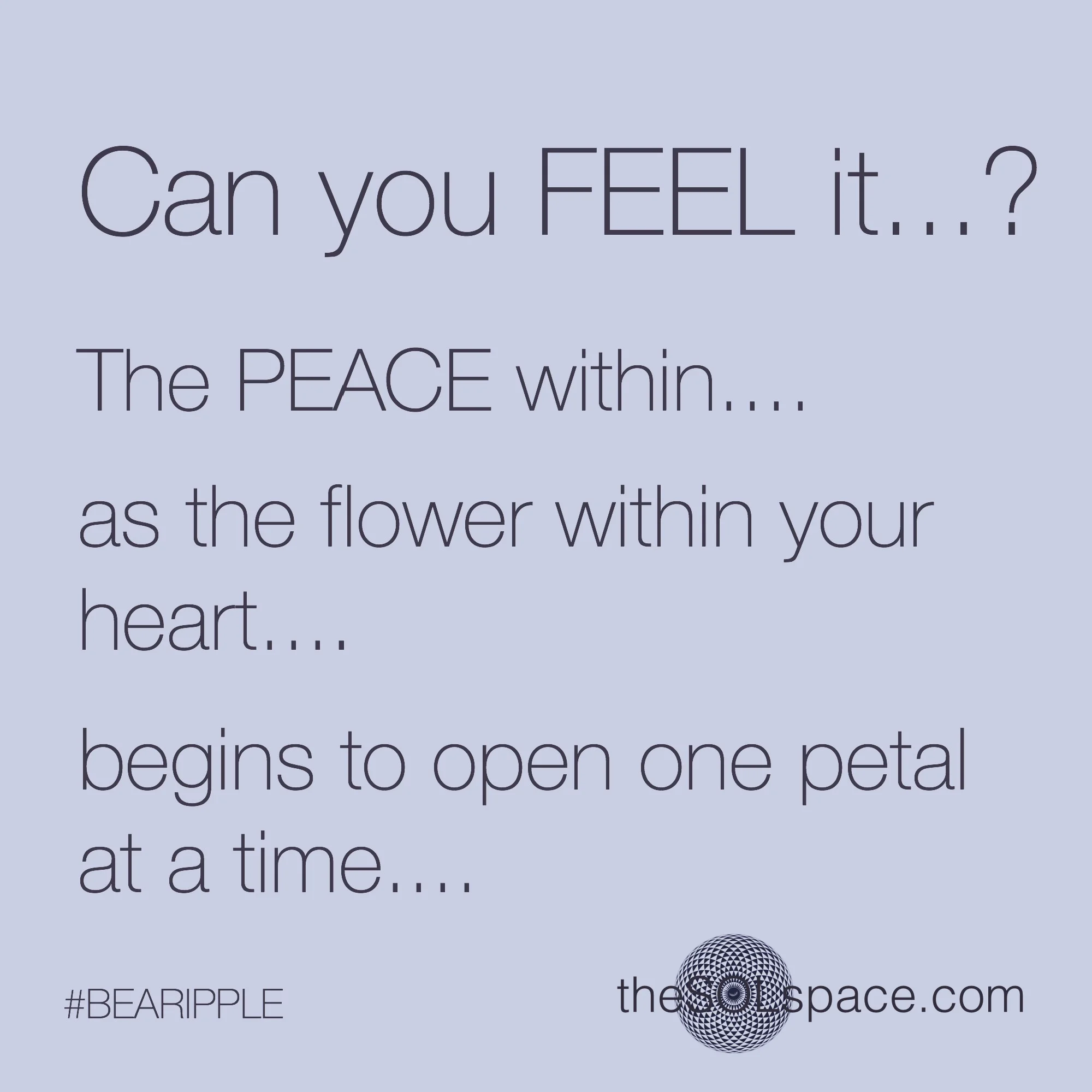 #BeARipple @theSOLspace Can you FEEL it...? The peace within..as the flower with your heart..begins to open one petal at a time...