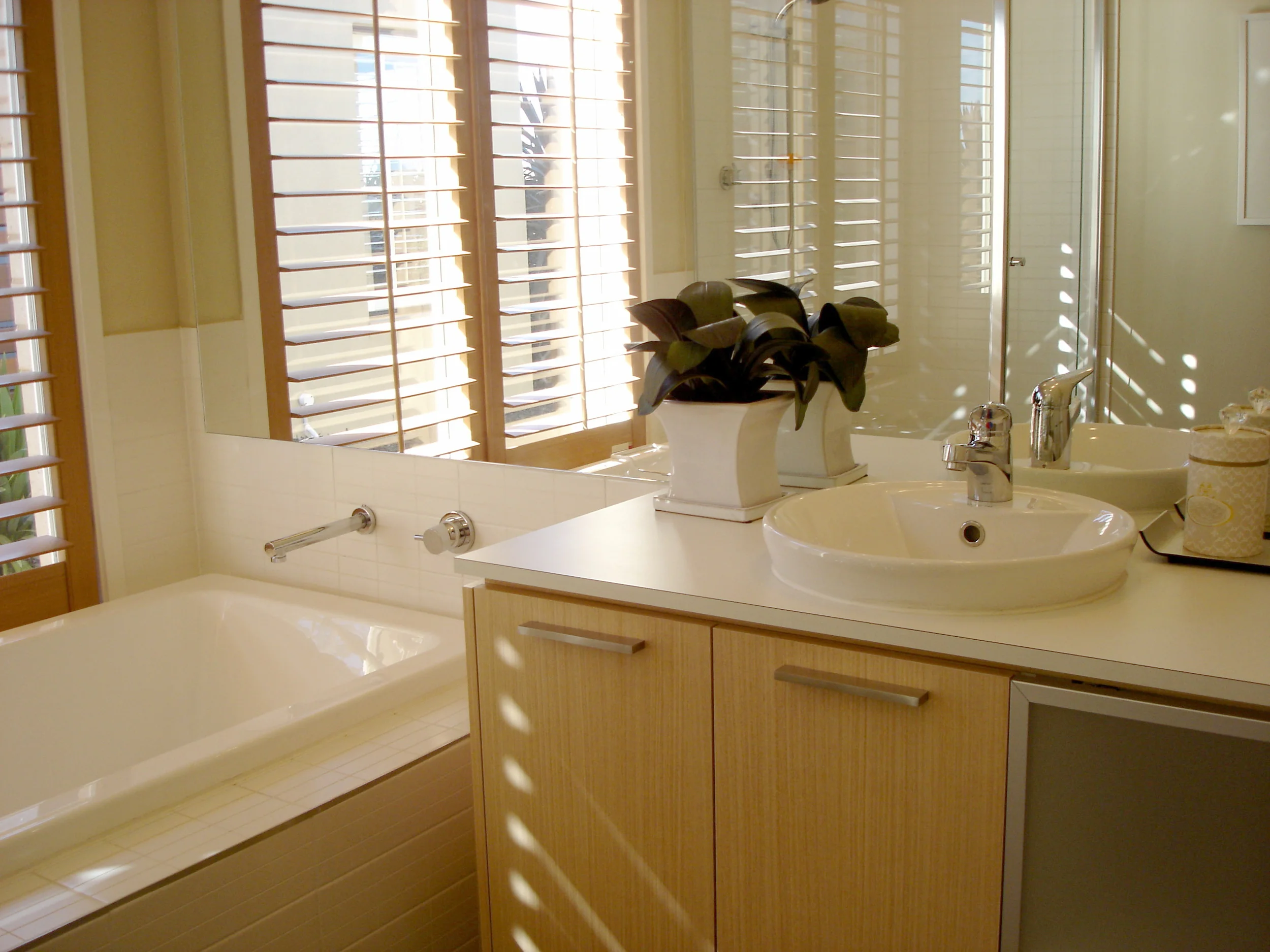 Plantation shutters in bathroom