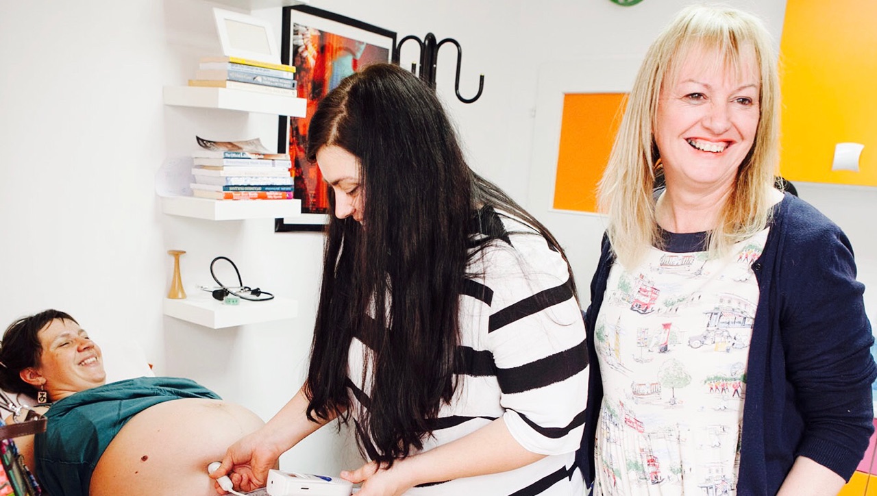 Photo: Midwife Iona Nashkova learning new skills, with Tracey 