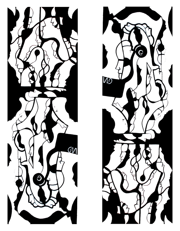 UP SIDE DOWN / 2012, Ink On Canvas