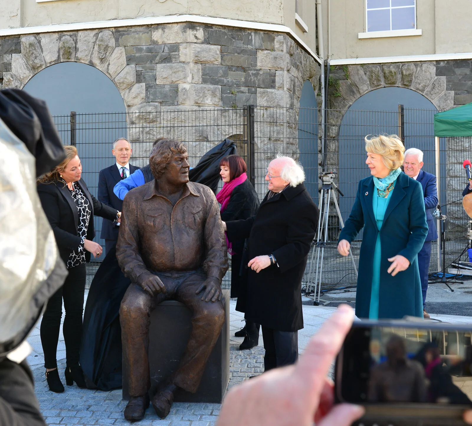President Michael D Higgins unveils the sculpture.