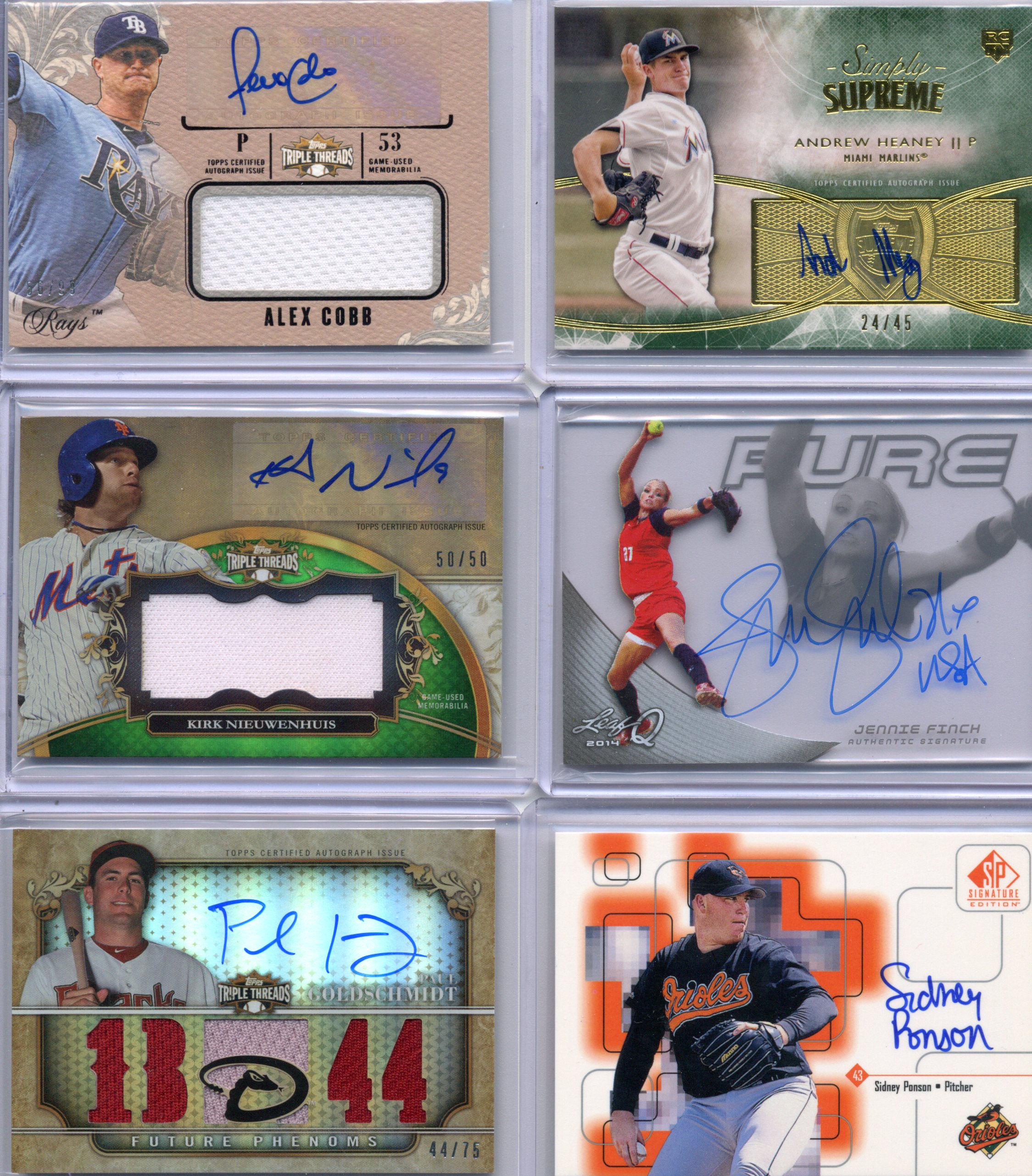 Alex Cobb Andrew Heaney Kirk Nieuwinhius Jennie FInch Paul Goldschmidt Sidney Ponson