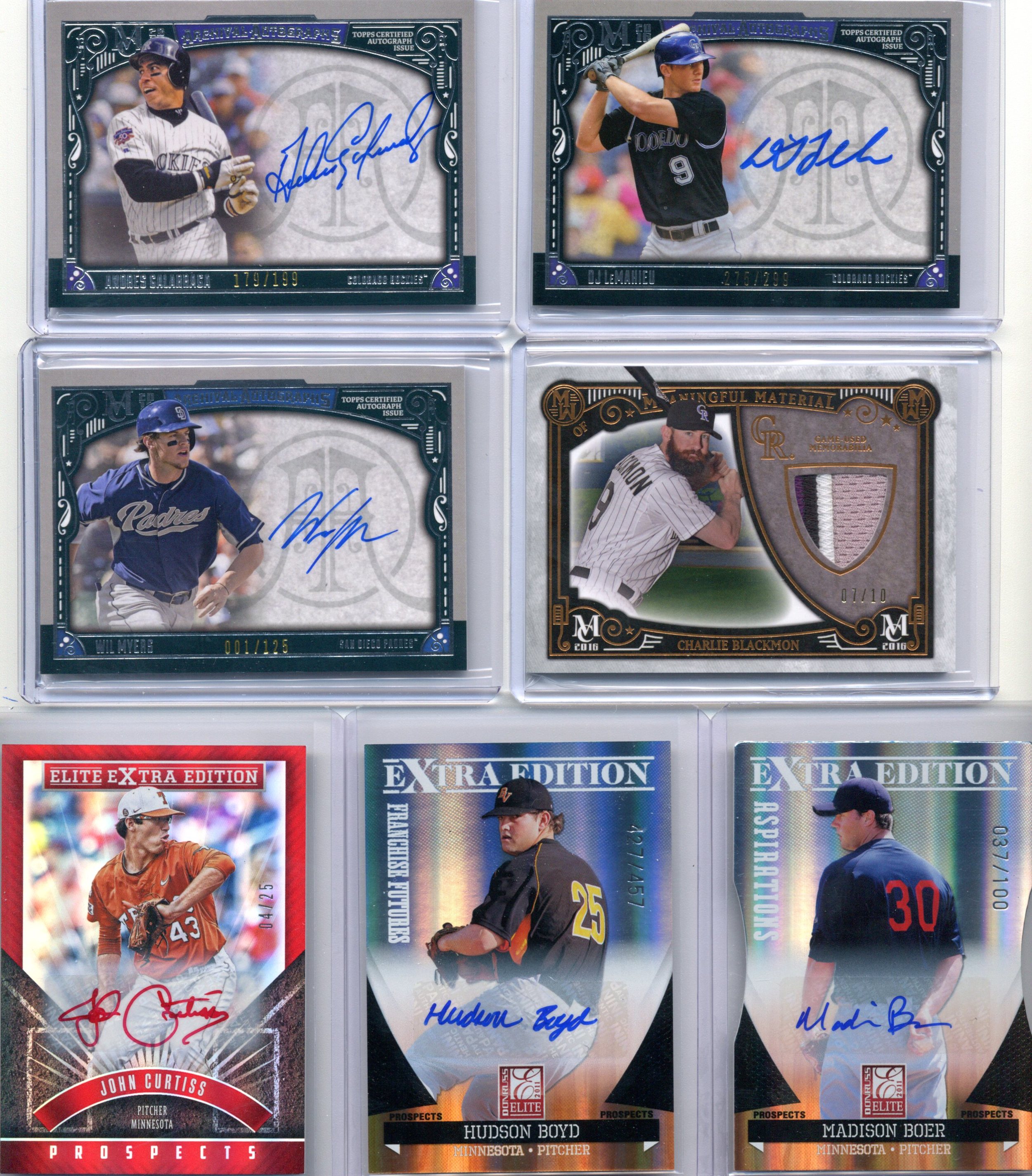 John Curtiss Hudson Boyd Madison Boer Andres Galarraga Wil Myers DJ LeMahieu Charlie Blackmon