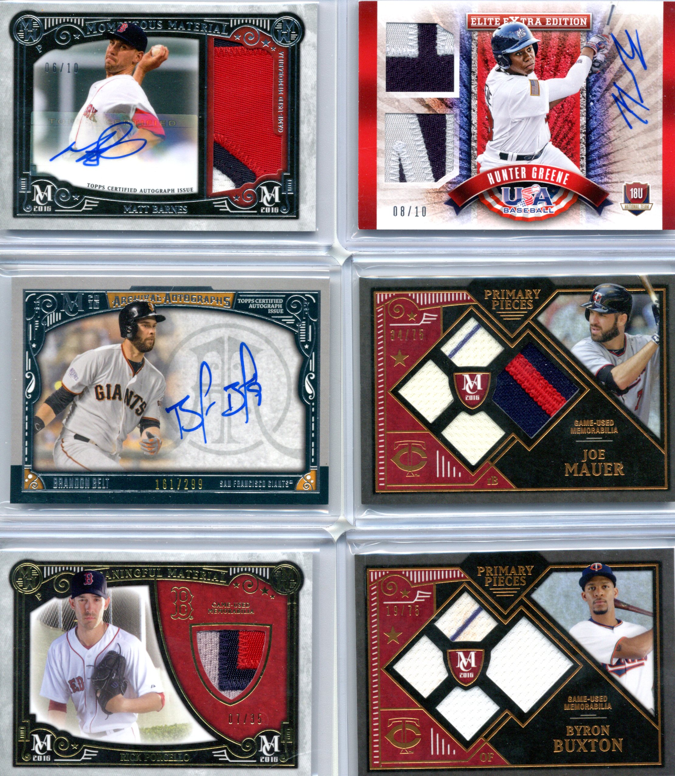 Matt Barnes Brnadon Belt Rick Porcello Hunter Greene Joe Mauer Byron Buxton
