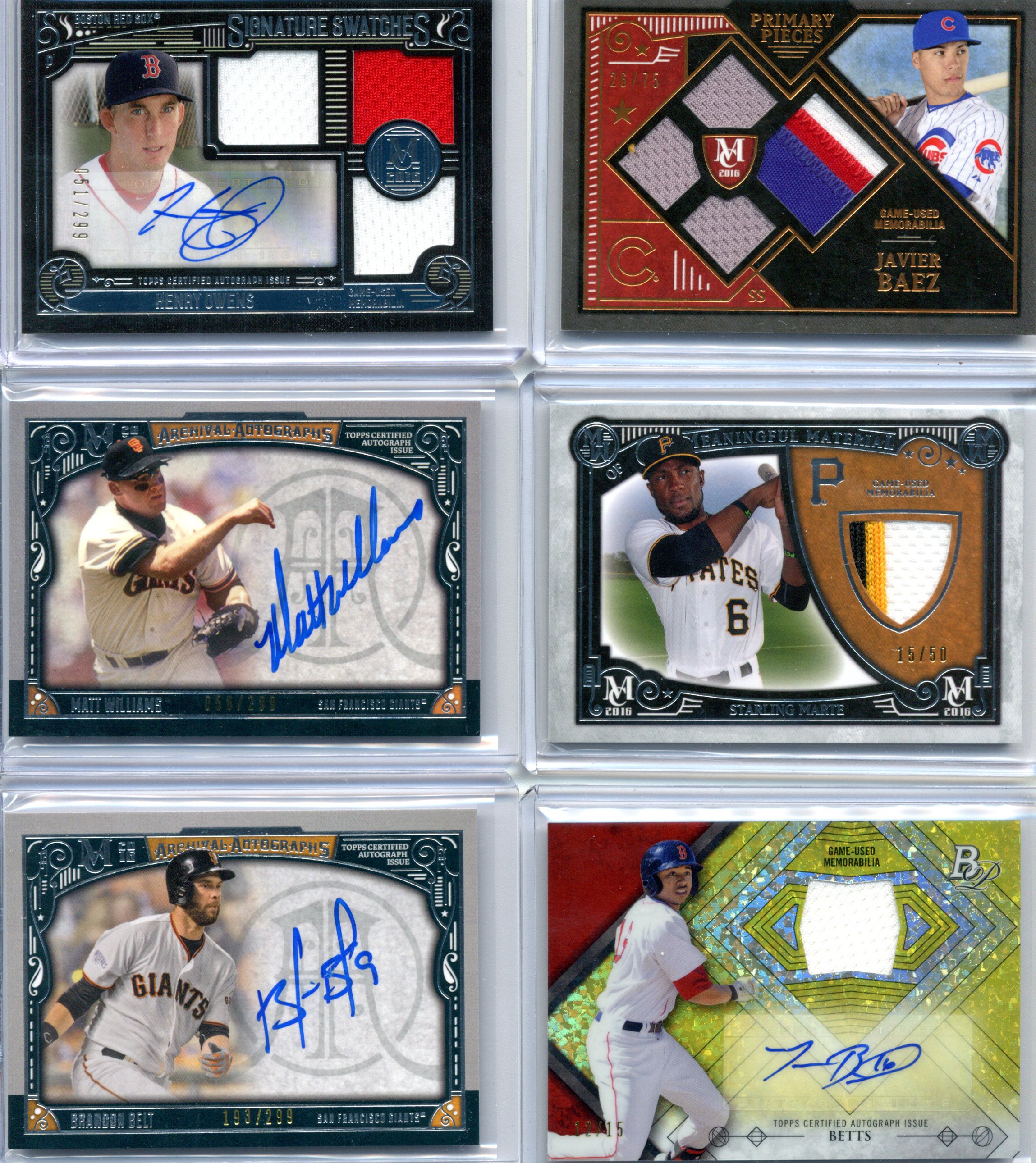 Henry Owens Matt Williams Brandon Belt Javier Baez Starling Marte Mookie Betts