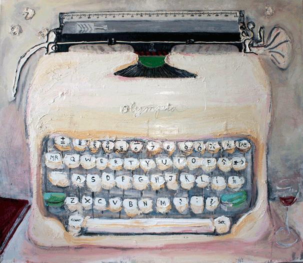 Typewriter and wind glass