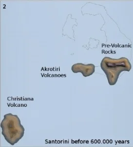 Santorini 600.000 ago: Christiana and Akrotiri Volcanoes