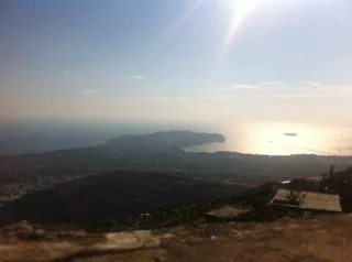 And this is the view to the south side of Santorini from the mountain of Prophet Elias. When we say 360° panoramic view, we mean 360°.