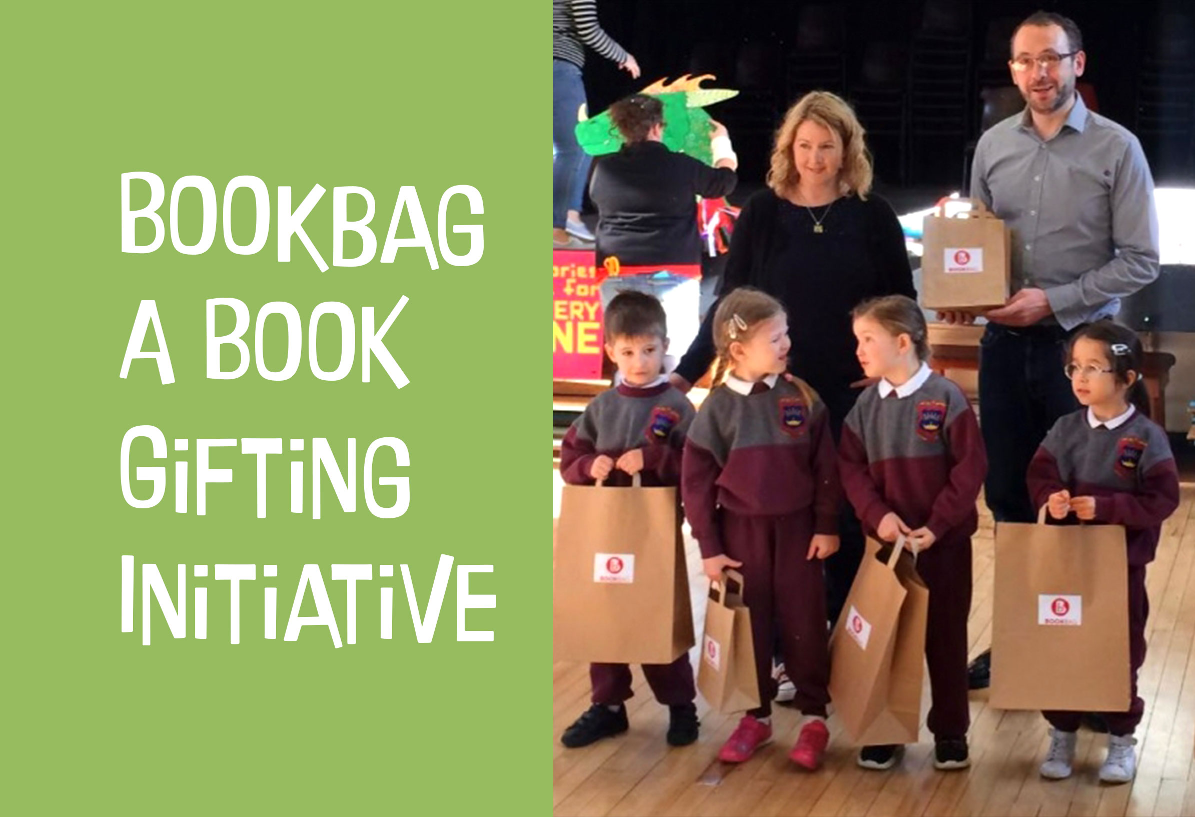 BookBag is delivered in partnership with Children’s Books Ireland. Aimed at DEIS schools, every school is visited by an author or illustrator and children are gifted a book to take home and keep. In addition a number of books are gifted to the school to start or add to their library. These books are lovingly compiled by Children’s Books Ireland with the goal of helping teachers and parents discuss difficult topics with younger students through story. BookBag was initiated by picture book-maker Niamh Sharkey during her term as Laureate na nÓg (2012–2014). You can donate to this initiative to give the gift of reading to a young reader. Just click on the image or visit https://www.eventbrite.ie/e/book-gifting-tickets-60301222580 to make a donation.